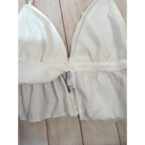 GARAGE Women's White Cropped Halter Tank Flowy Button Size Small - Picture 3 of 5